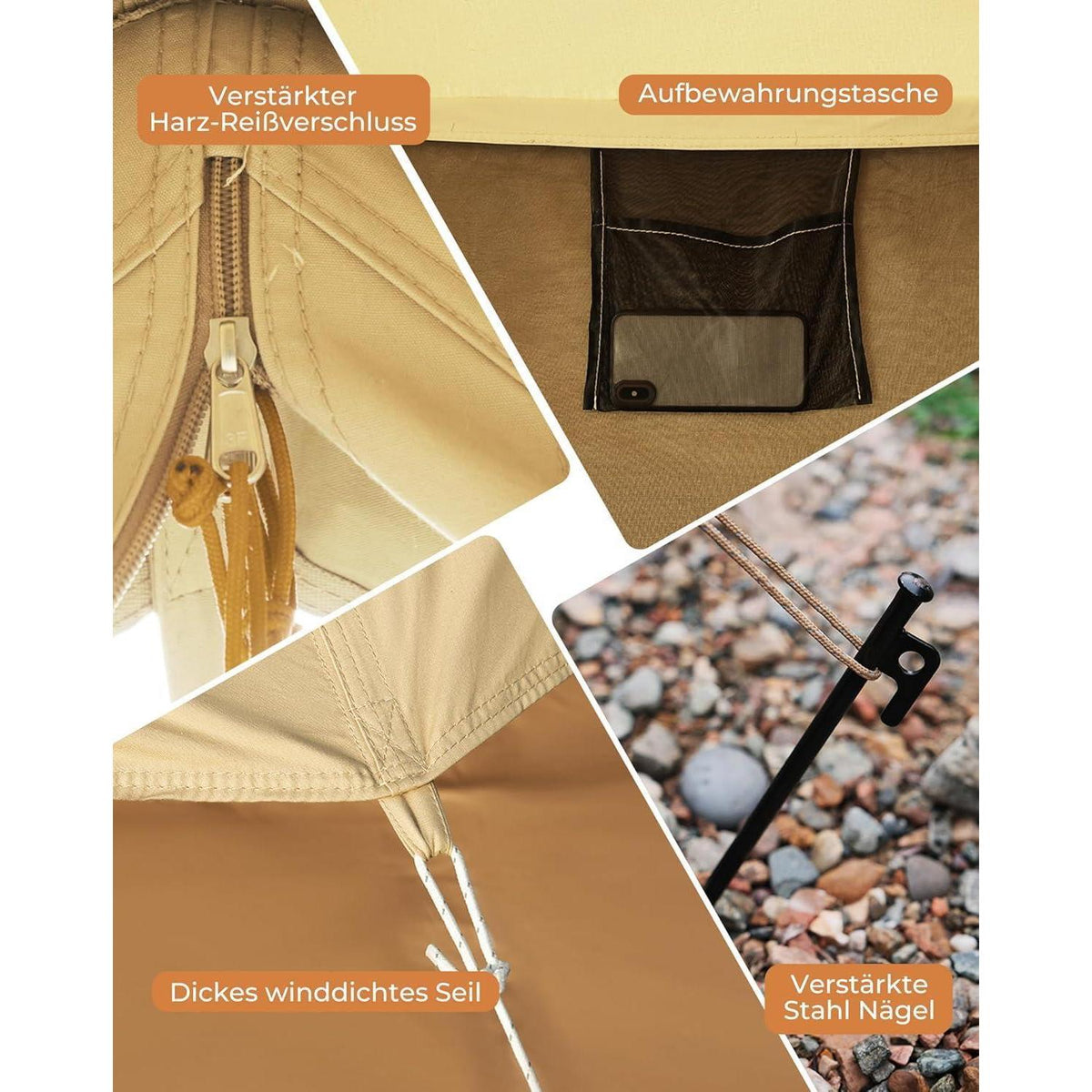 Glampingzelt für 4-8 Personen, Baumwolle, wasserdicht, Ganzjahreszelt