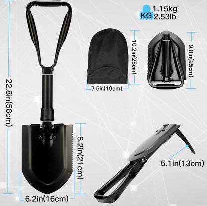 Klappspaten 58cm Kohlenstoffstahl Camping Schaufel Notfall Wandern
