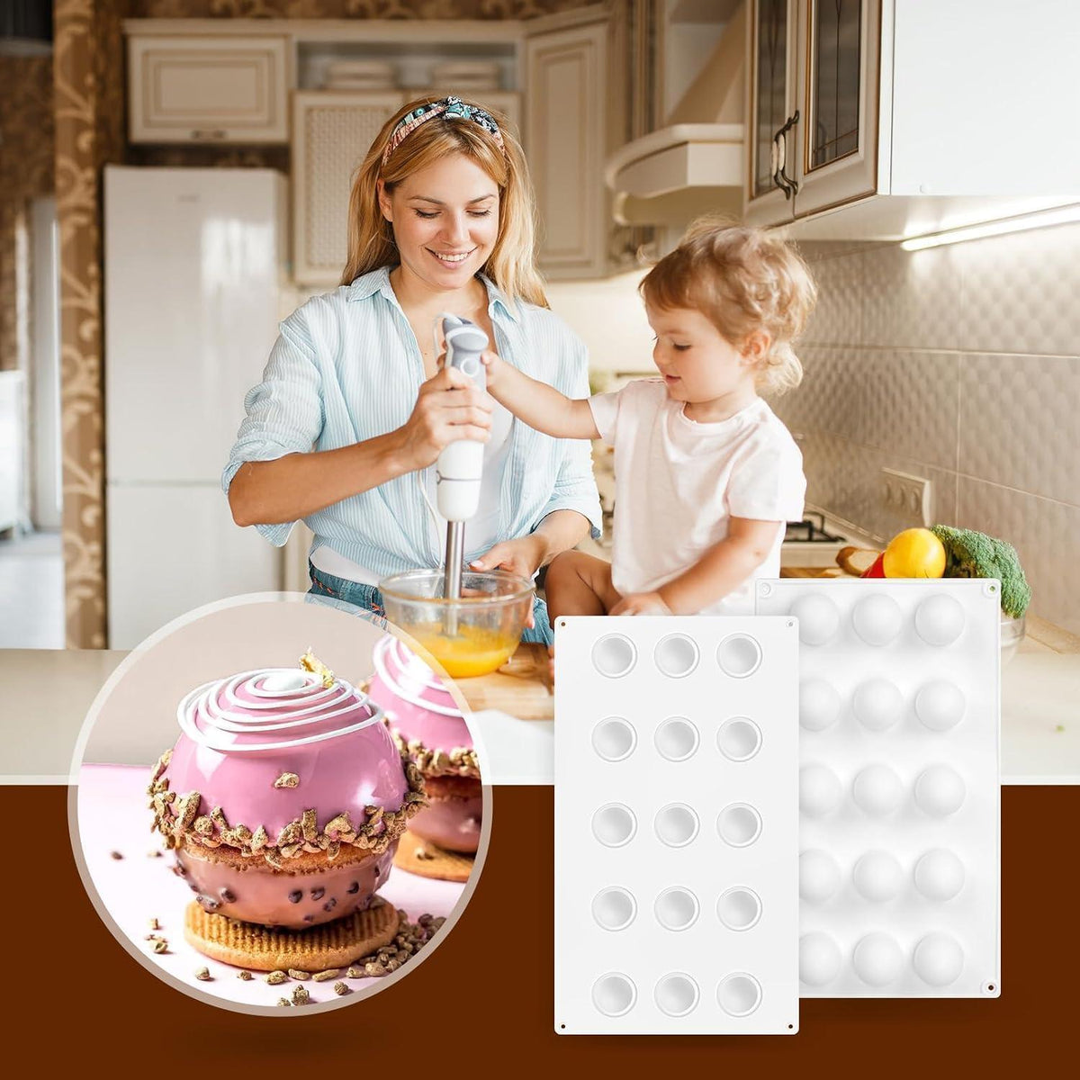 Silikonform Kugel für Schokolade & Trüffel - 15 Löcher