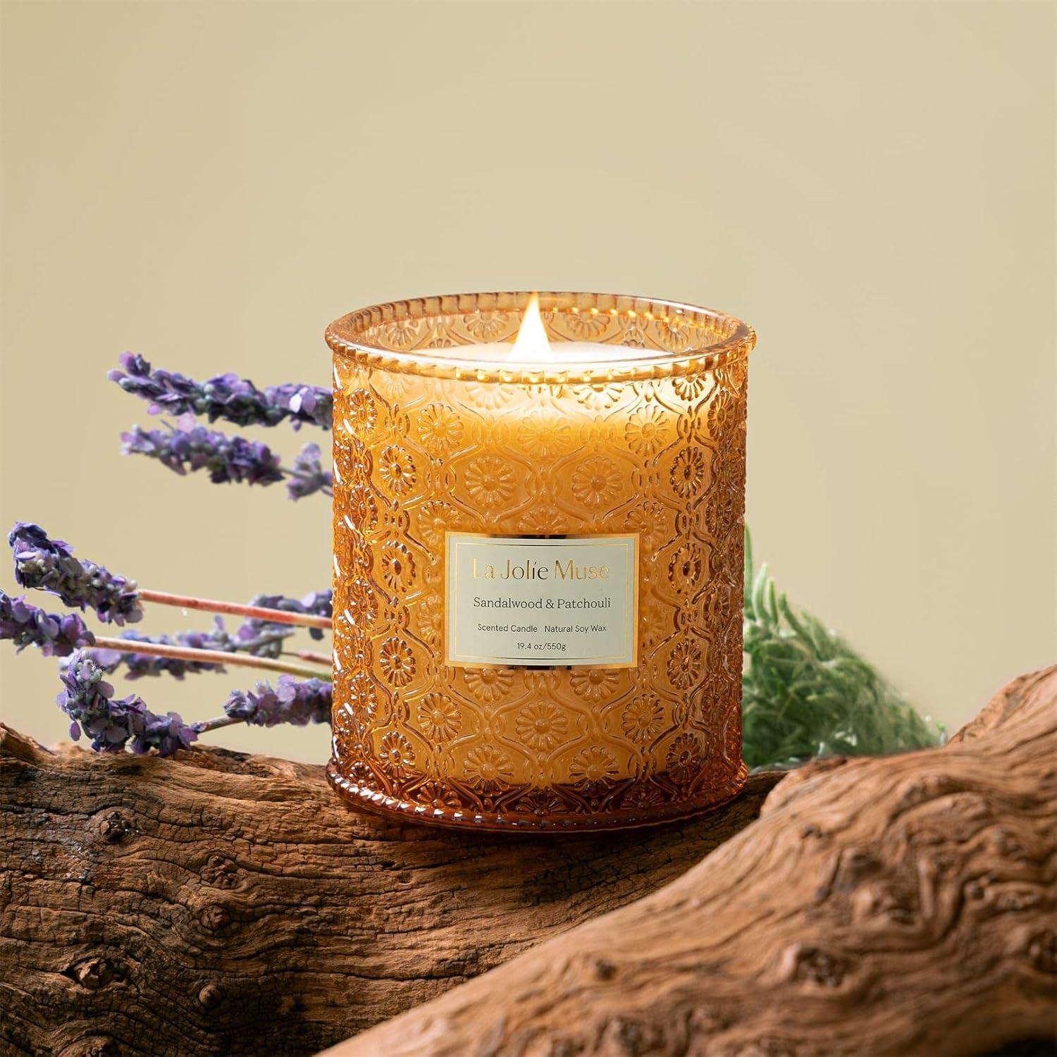 Duftkerze Sandelholz und Patchouli 550g Natürliche Sojakerze