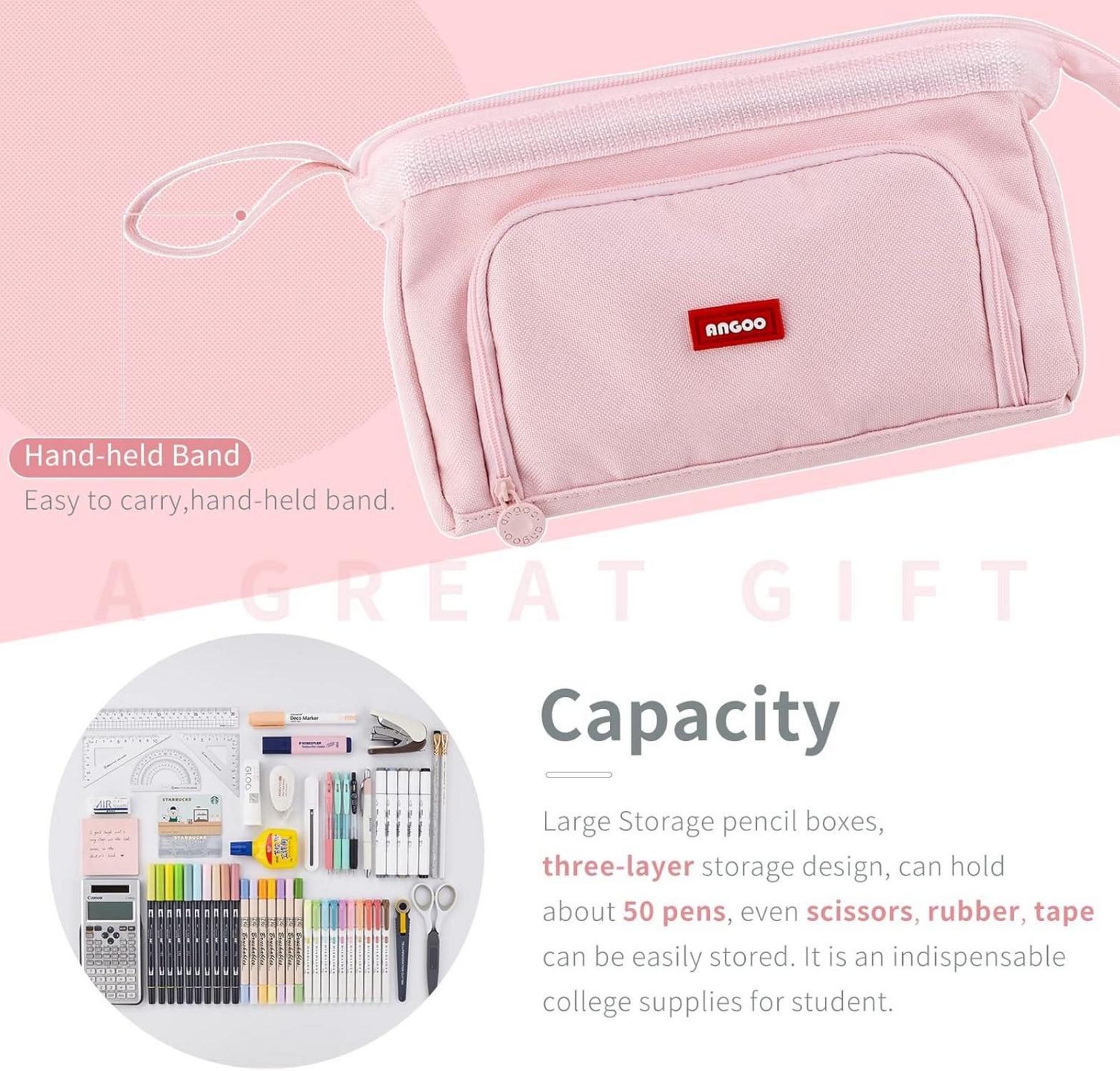 EASTHILL Großes Federmäppchen Kosmetik Organizer Mädchen Pink