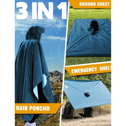 ANYOO Leichter Wasserdichter Regenponcho mit Kapuze und