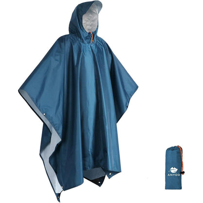 ANYOO Leichter Wasserdichter Regenponcho mit Kapuze und
