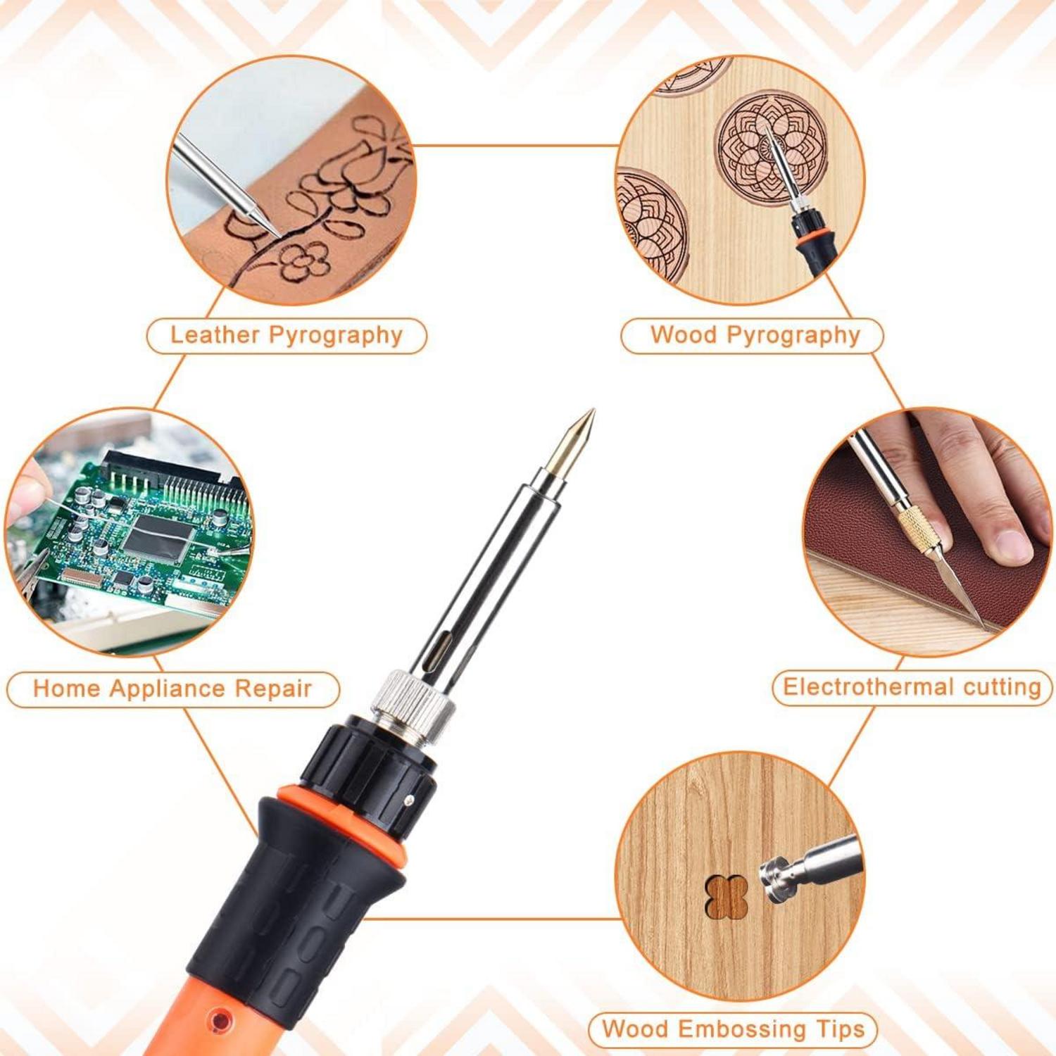 Brandmalerei Lötkolben Set 220-480 ℃ Holz Leder DIY Geschenkset