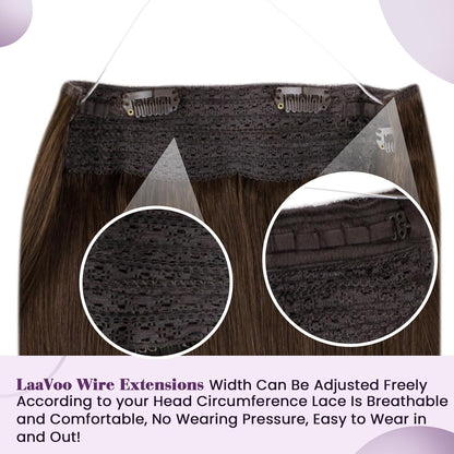 Echthaar Flip Extensions Braun - Unsichtbarer Draht, 45cm