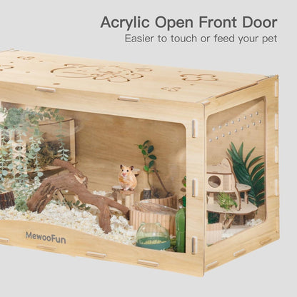 Großer Holz Hamsterkäfig für syrische und Zwerghamster - 100 x 50 x 50 cmTransparenter Kleintierkäfig