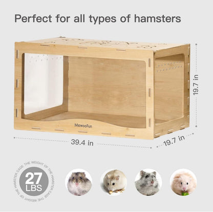 MEWOOFUN Hamsterkäfig Holz groß für syrische/Zwerg Hamster - 100x50x50 cm