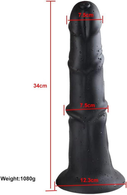 Realistischer 34cm Dildo mit Starker Saugnapf Schwarz XXL