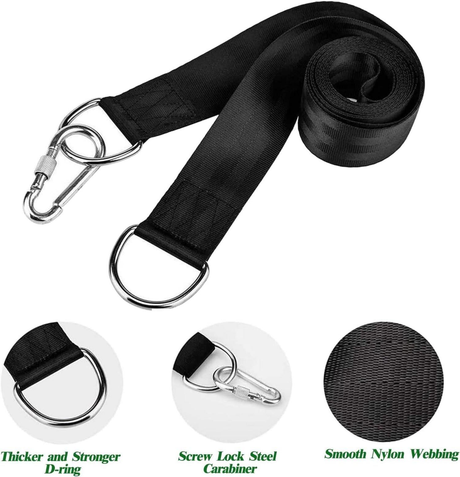 Schaukel Befestigung Baum Hängematte Set, 2 Karabiner, D-Ringe, Baumschutz, Outdoor