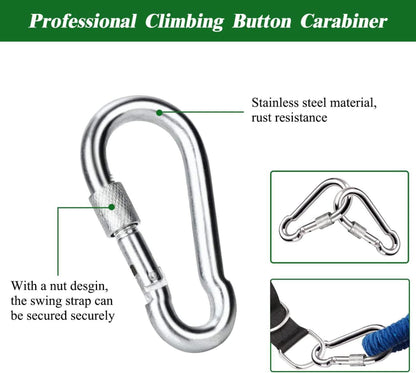 Schaukel Befestigung Baum Hängematte Set 2 Karabiner D-Ringe 1.5M x2