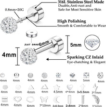 24 Paar Damen Ohrstecker Chirurgenstahl Set Zirkonia Perle