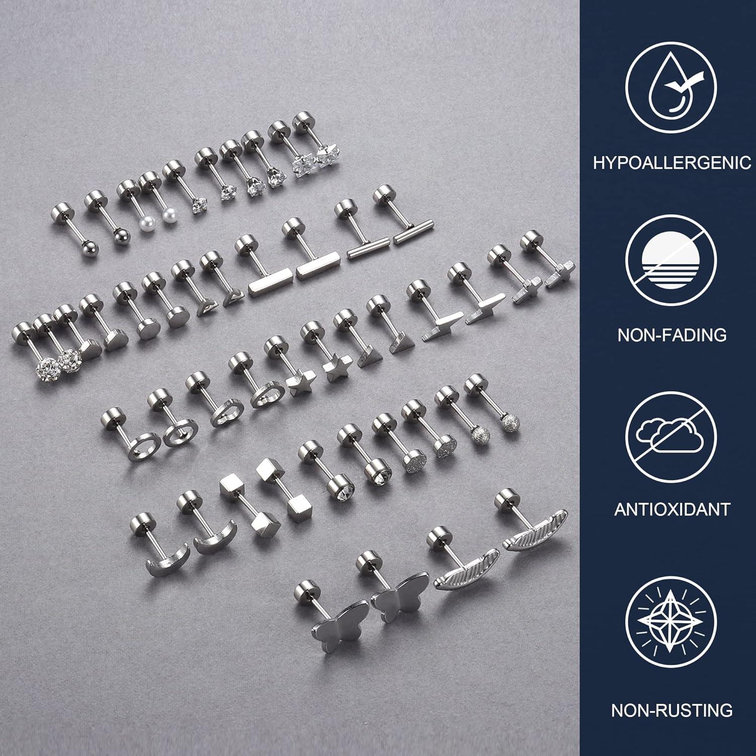 24 Paar Knorpel Helix Ohrstecker Set Chirurgenstahl Zirkonia Perle
