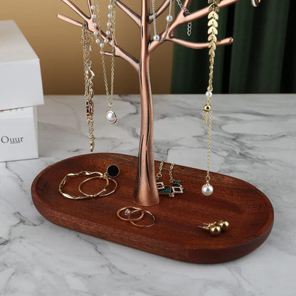Schmuckständer Baum mit Holztablett Antik Kupfer