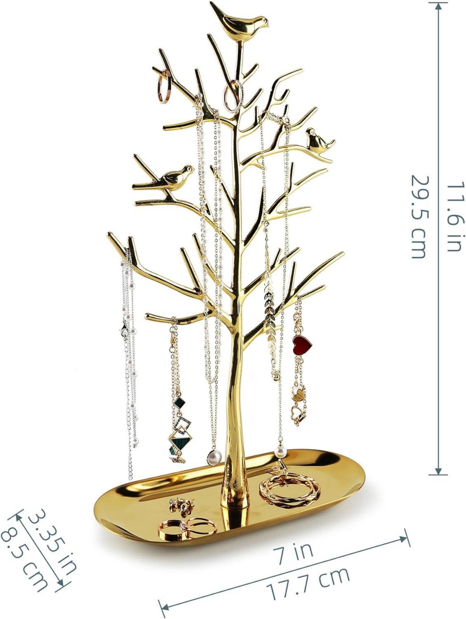 Baum Schmuckständer mit Metalltablett für Ringe Ohrringe Halsketten