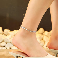 Damen Fußkettchen Zirkonia Fischgrätkette Silbrig 4mm 6mm