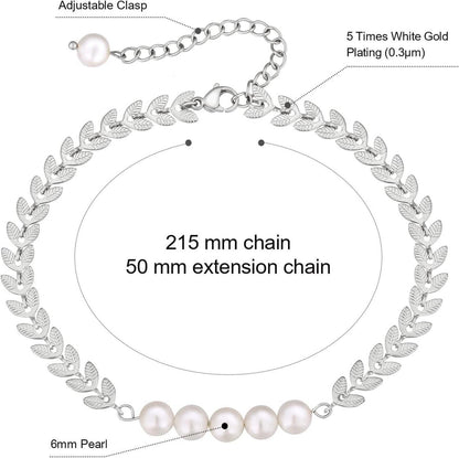 Damen Fußkettchen verstellbar mit bunten Zirkonia Fischgrätkette 27cm