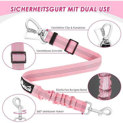 Hundegeschirr Auto Rosa S – Sicherheitsgurt & Atmungsaktiv
