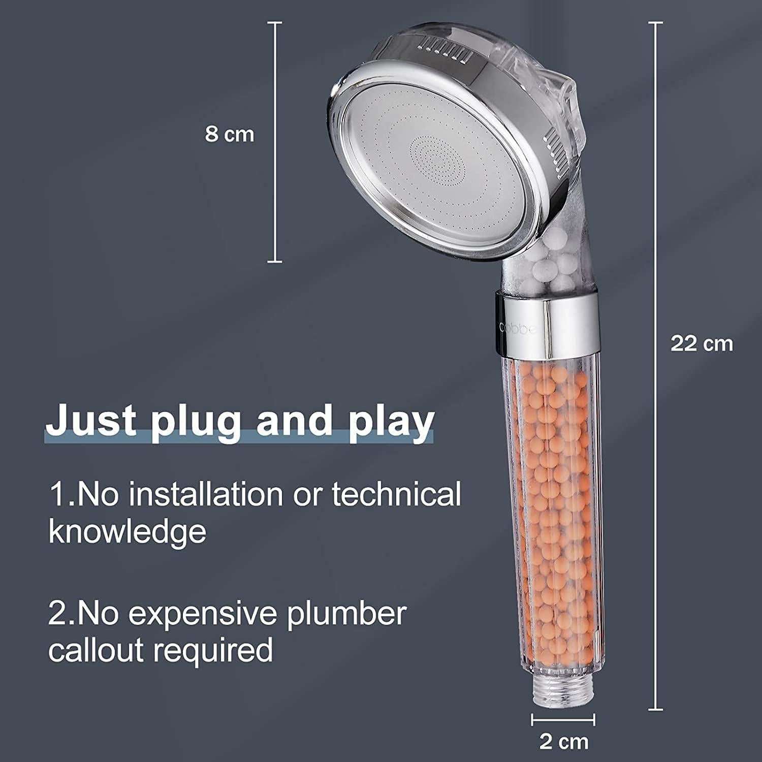 Duschkopf Set Hochdruck Wassersparend Handbrause 3 Einstellungen Filter