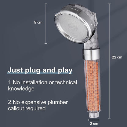 Duschkopf Set Hochdruck Wassersparend Handbrause 3 Einstellungen Filter