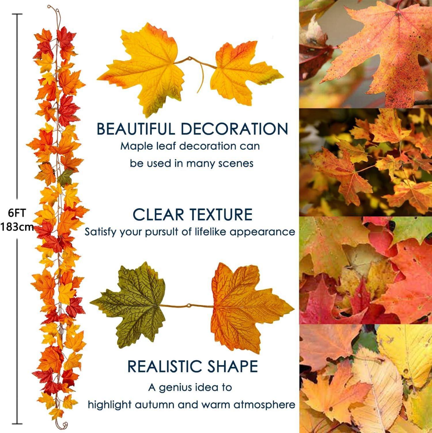 Herbstblätter Girlande 2er Set künstlich 182cm Herbstdeko