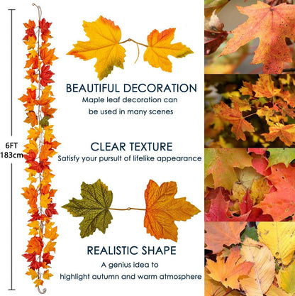 Herbstblätter Girlande 2er Set künstlich 182cm Herbstdeko