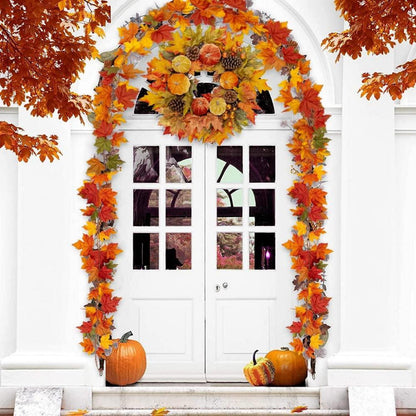 Kunstgirlande Herbstblätter Ahorn Reben 2 Stück 182 cm