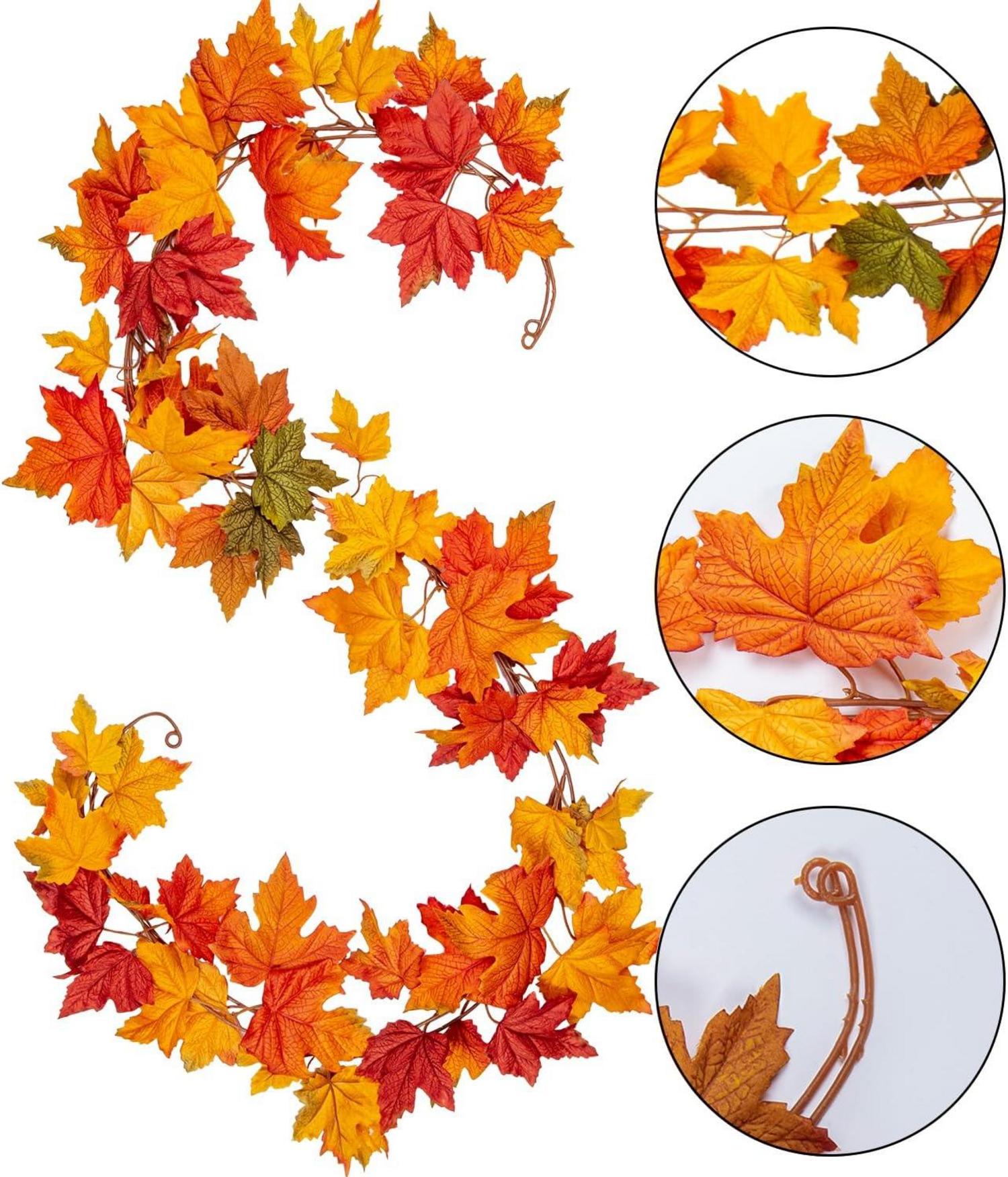 2er Set Künstliche Herbstgirlande Ahorn 6ft Herbstblätter Reben