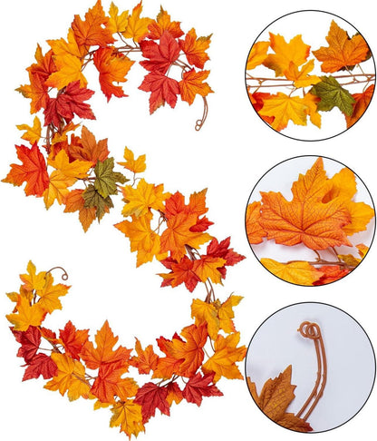 2er Set Künstliche Herbstgirlande Ahorn 6ft Herbstblätter Reben