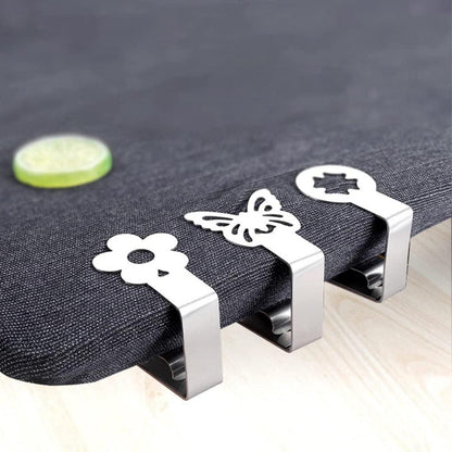 Aongray Blume-Motive Tischtuchklammer Set aus Edelstahl - Outdoor Tischdeckenhalter 8er Pack