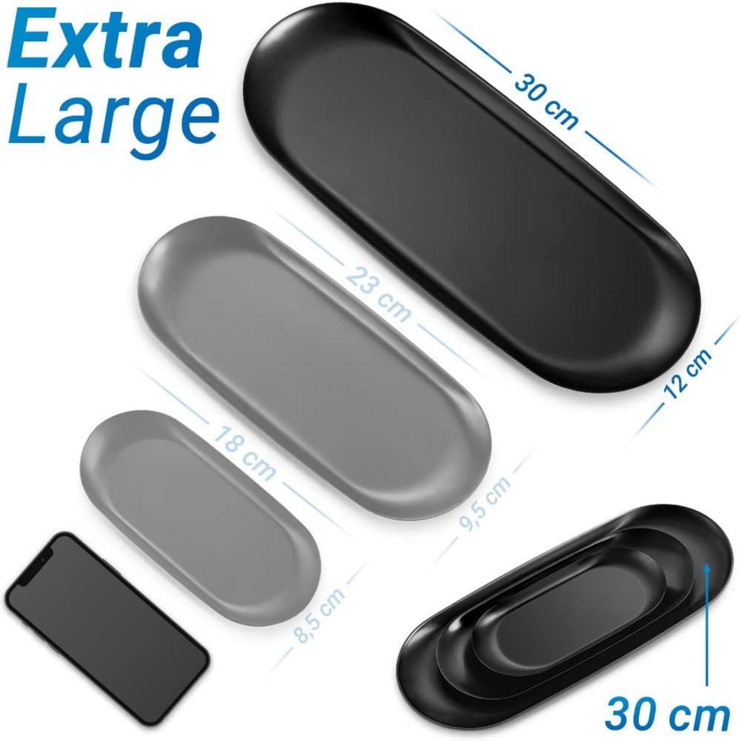 Edelstahl Deko Tablett XL 30x12 cm Schwarz | Servierteller