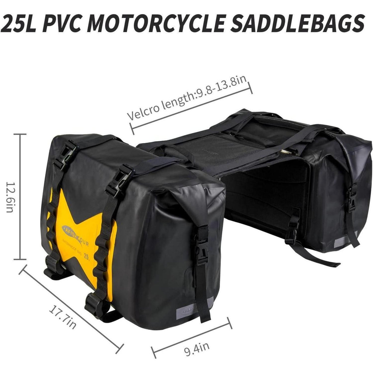 Wasserdichte Motorrad Satteltaschen 50L – Gelb (2er-Pack)
