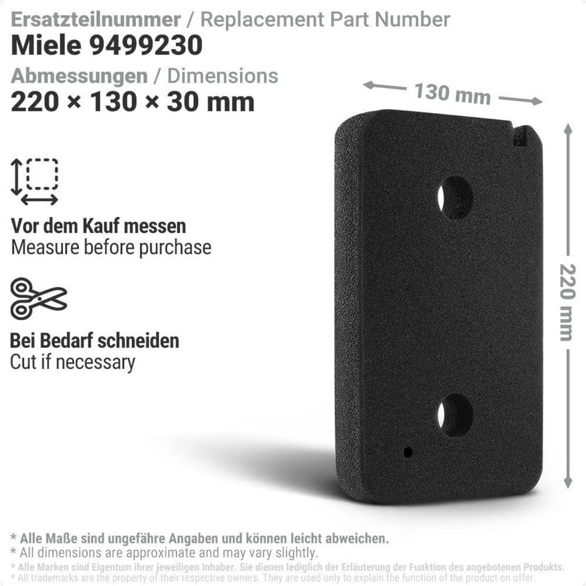 Trocknerfilter für Miele 9499230 | Fein-Grob Filter