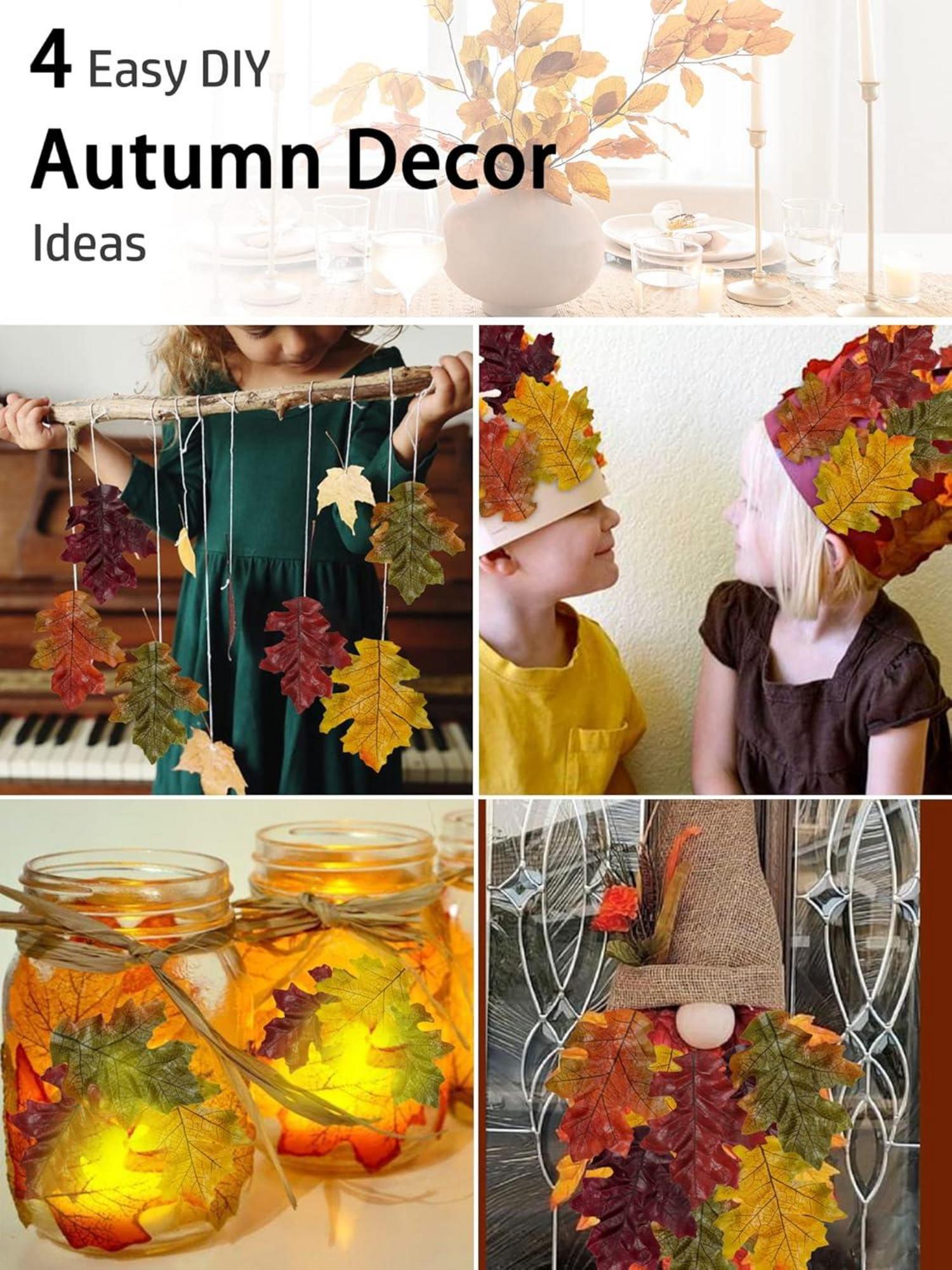 500 Stück Kunstlaub Künstliche Eichenblätter Gemischte Farben Herbstdekoration Eco-friendly