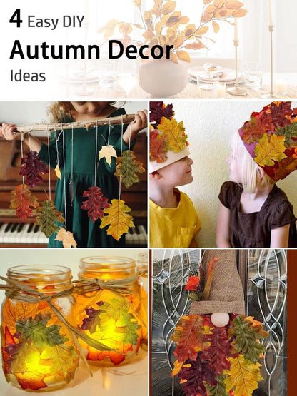 500 Stück Kunstlaub Künstliche Eichenblätter Gemischte Farben Herbstdekoration Eco-friendly