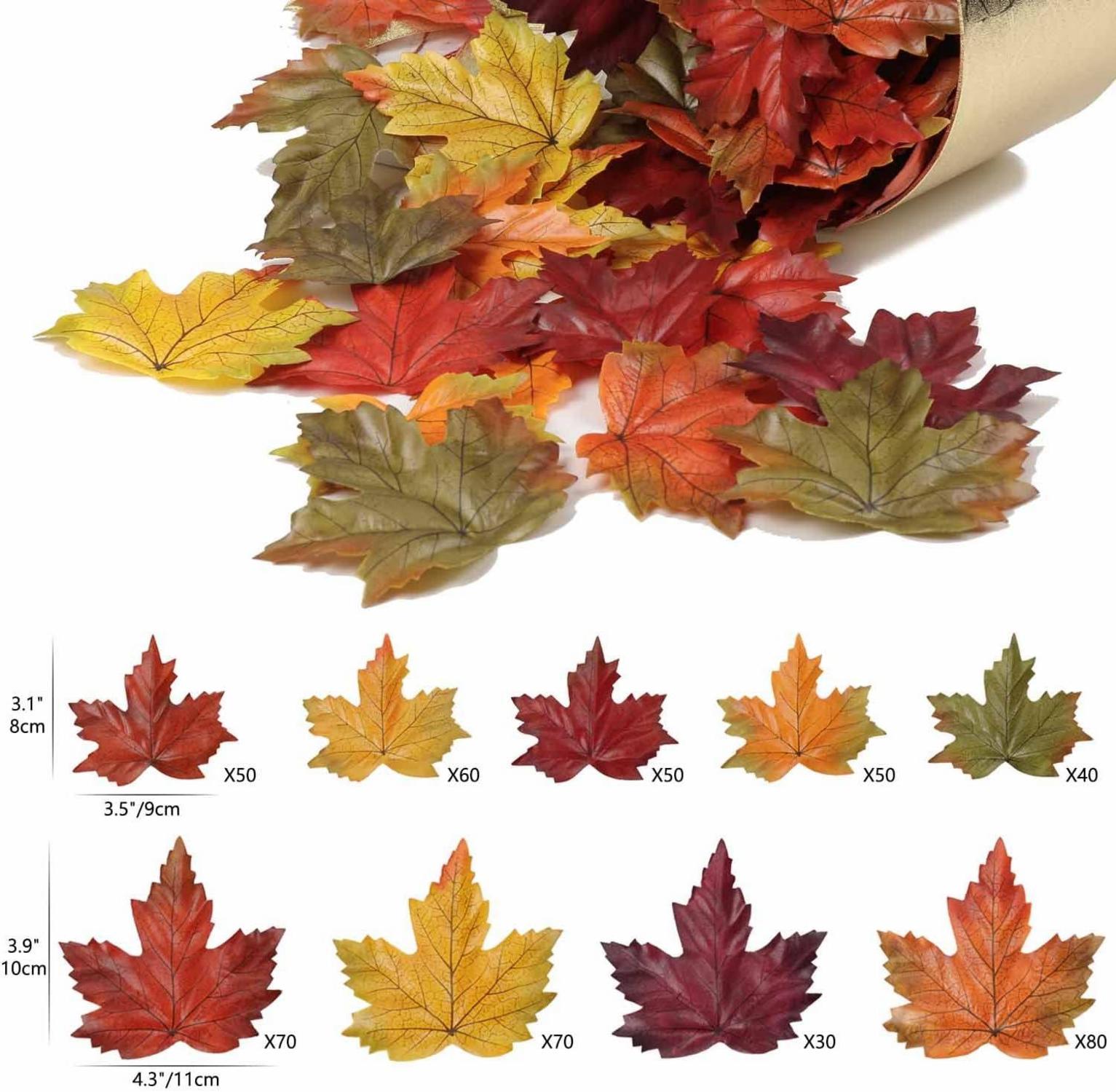 Künstliche Ahornblätter Set Herbst Deko 500 Stück gemischte