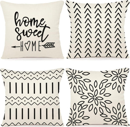 Kissenbezüge Leinen 4er Set Dekokissen Sofa Gartenbett 50x50cm Creme