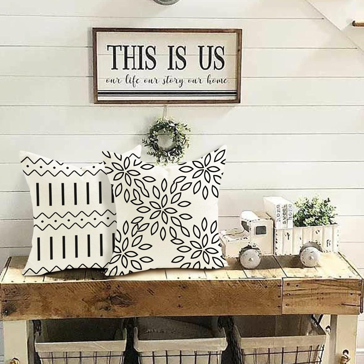 Kissenbezüge Leinen Dekokissen für Sofa Gartenbett Couch 40x40cm Creme