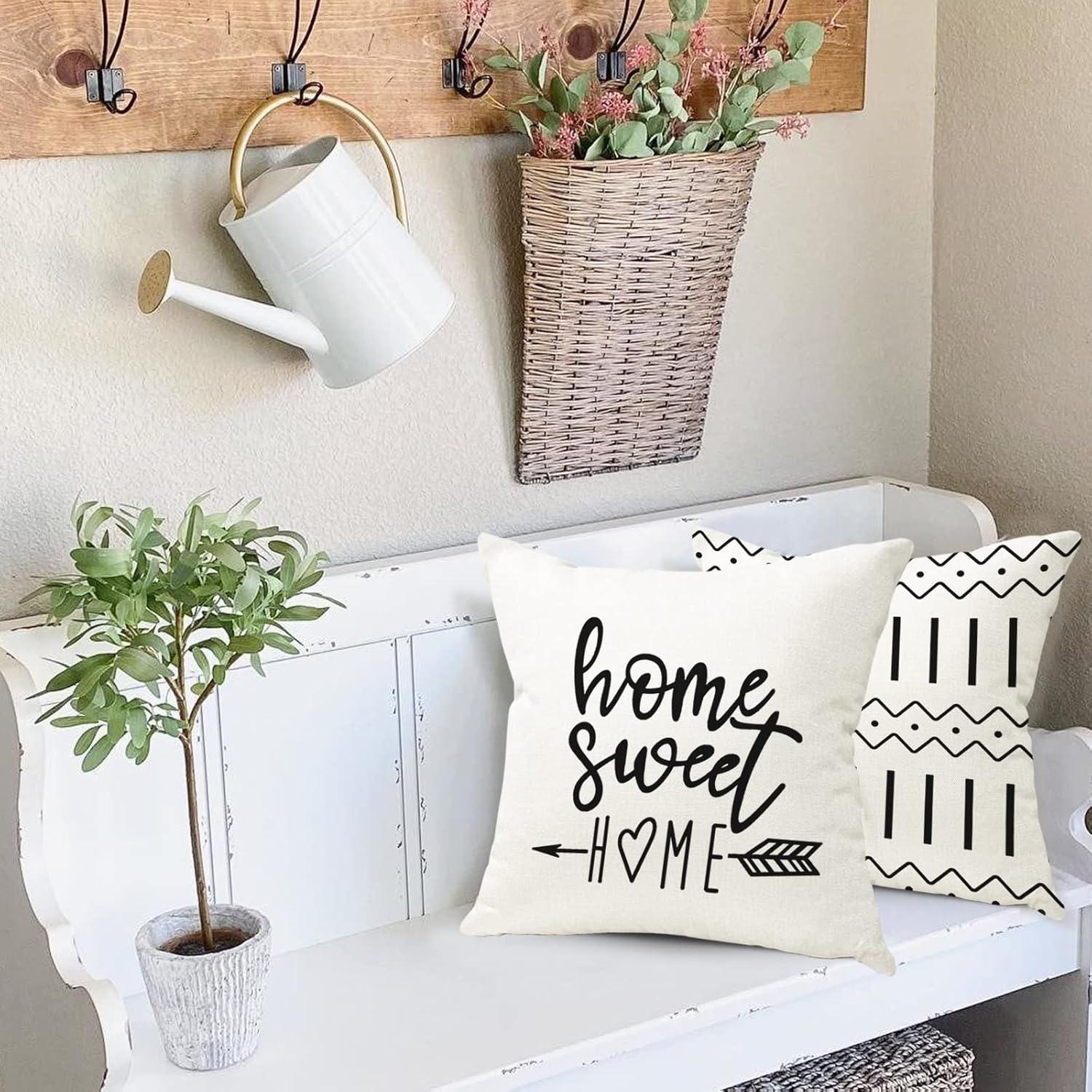 Kissenbezüge Leinen Dekokissen 4er Set Sofa Gartenbett Couch 45x45cm