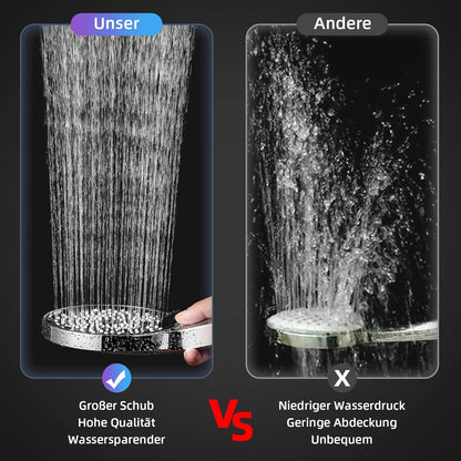 Duschkopf Wassersparend Regendusche Druckerhöhend Strahlarten Schwarz
