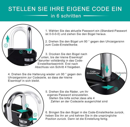 Vorhängeschloss Zahlenschloss 4 Stellig wetterfest Fitnessstudio 2