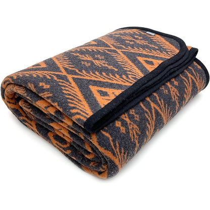 Merinowoll Decke Boho Orange 160x220 cm - Kuscheldecke für Zuhause & Outdoor