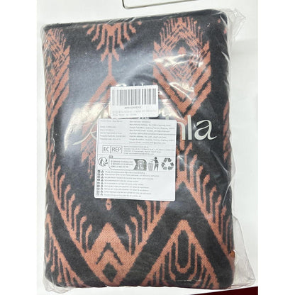 Merinowoll Decke Boho Orange 160x220 cm - Kuscheldecke für Zuhause & Outdoor