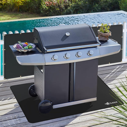 FLASLD Grillmatte Bodenmatte Outdoor BBQ 81 x 152 cm Schwarz