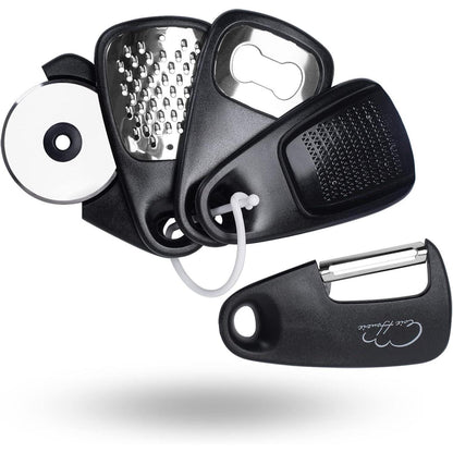 5er-Set Mini Küchenhelfer Schwarz Gemüseschäler Käse