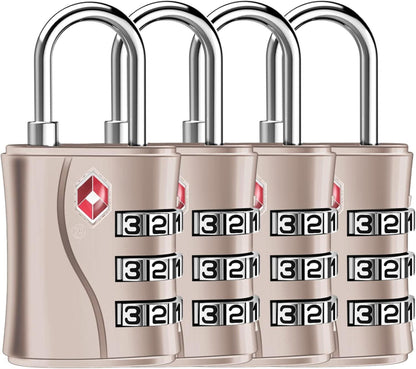 TSA Kofferschloss 3 Stellige Zahlenschloss Vorhängeschloss 4er Set