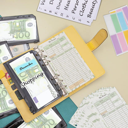 A6 Geld Organizer Budgetplaner-Kit 6 Ringe Umschläge Nachfüllungen