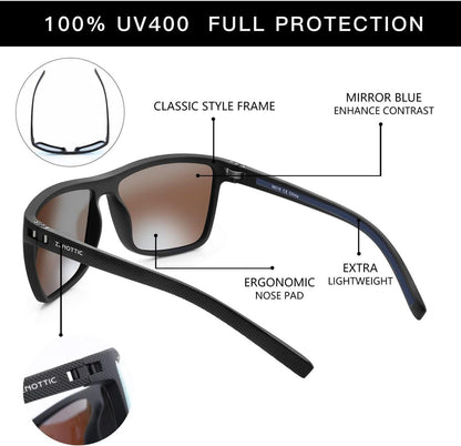 Herren Sonnenbrille Polarisiert TR90 Rahmen UV400 Schutz Blau Verspiegelte Linse