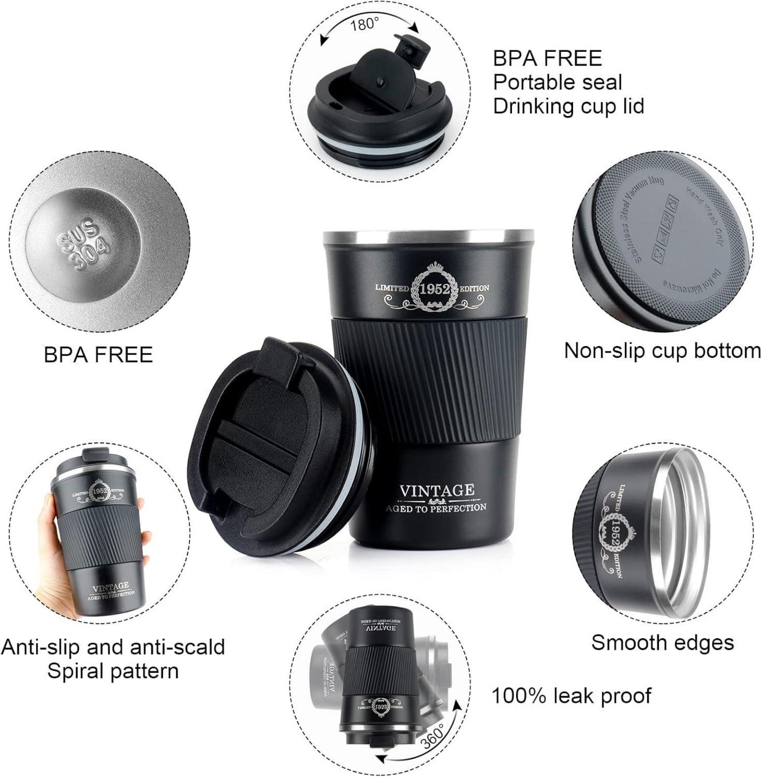 Kaffeebecher to go 1952 Vintage Thermobecher 380ml aus Edelstahl