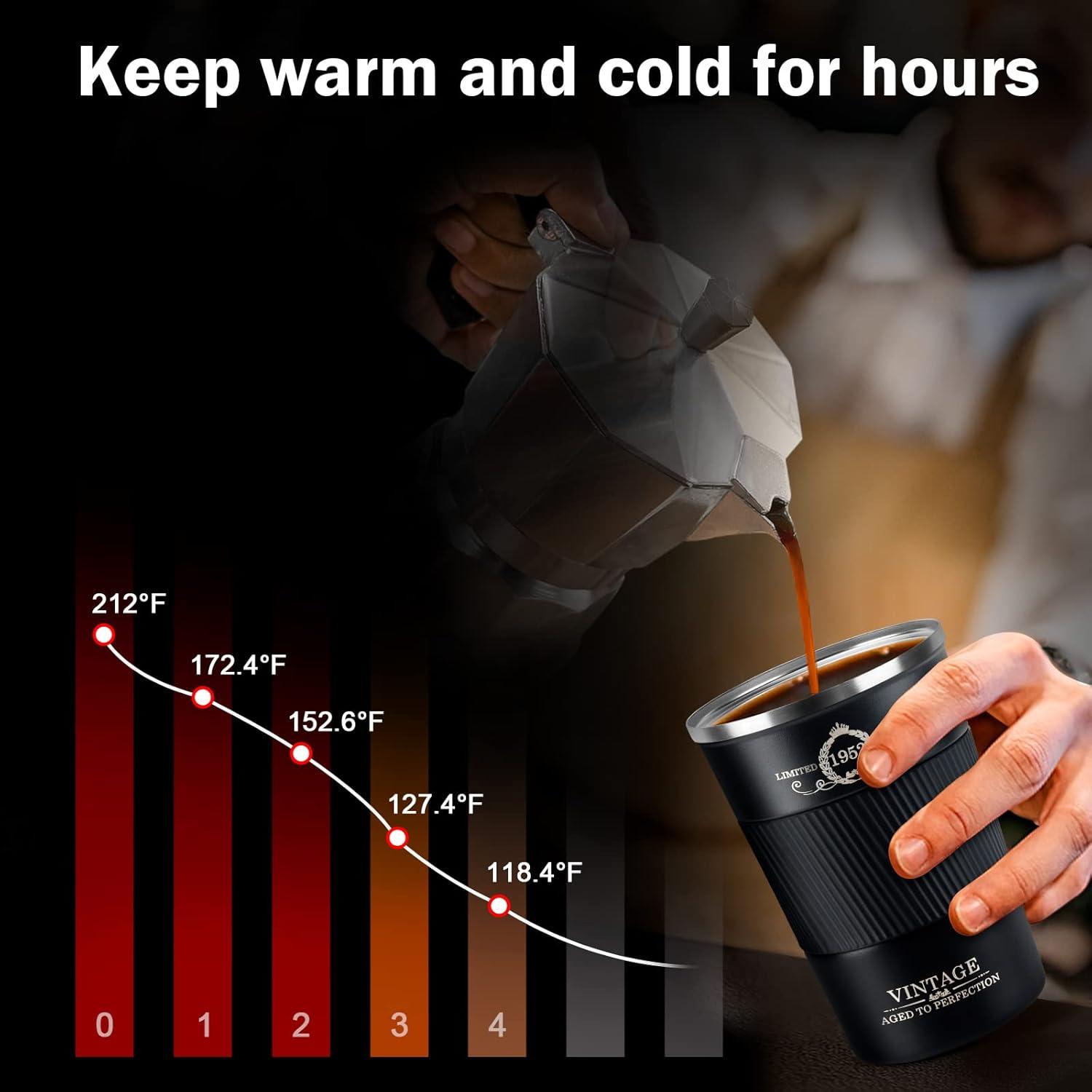 Kaffeebecher to go 70. Geburtstag 1952 Vintage Edelstahl 380ml