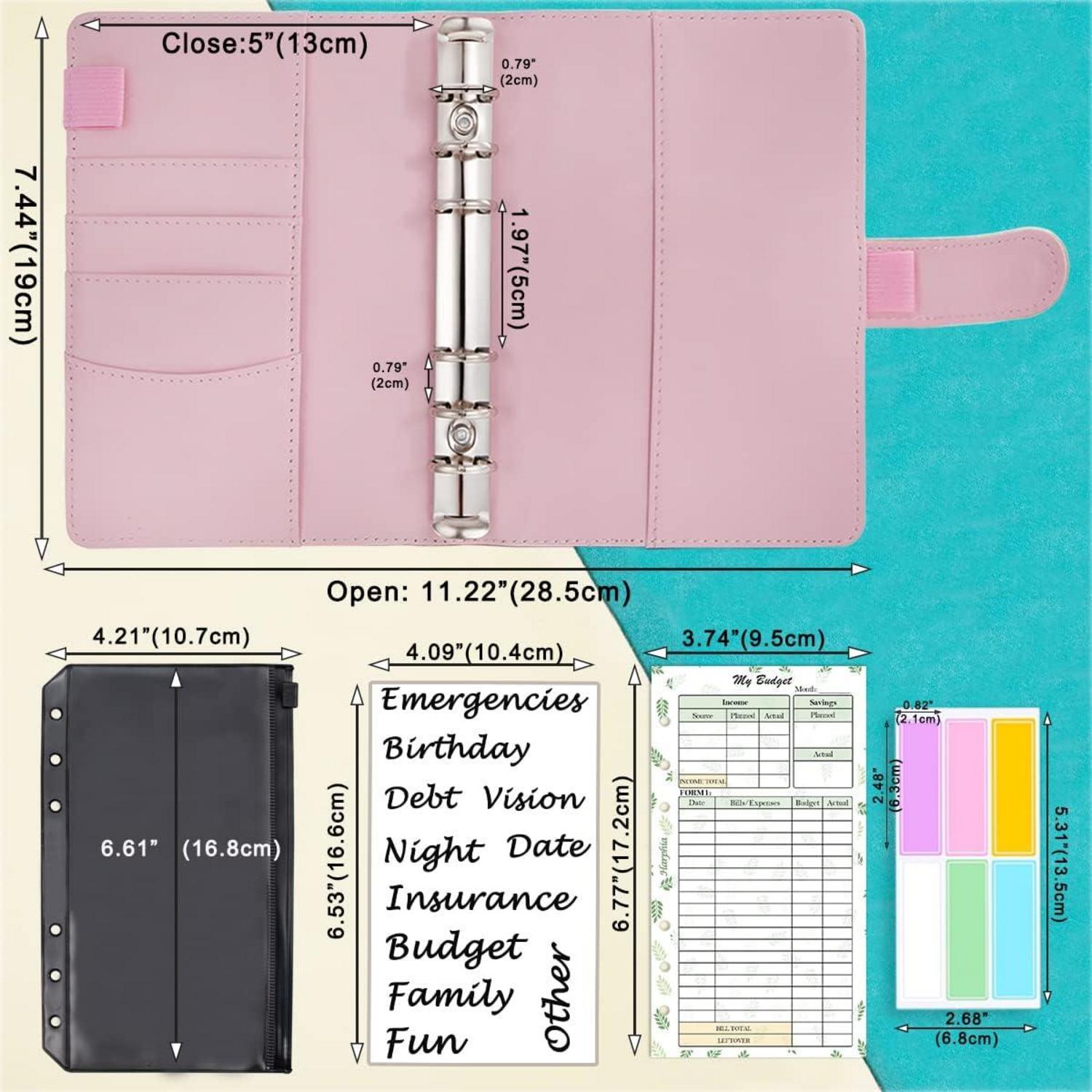 A6 Geld Organizer 6-Ring Budgetplaner Kit mit Geldumschlägen